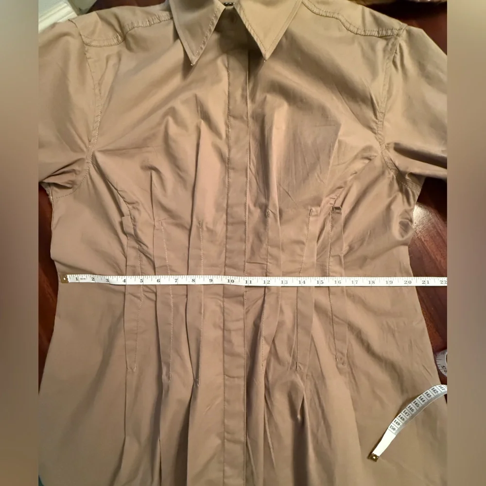 Pilcro Pintuck Mini Shirt Dress Pleated Tan Women's 1X Anthropologie Plus NWOT - Picture 11 of 16